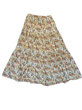 Lula Roe tiered floral maxi skirt featuring a flowy, boho-inspired design